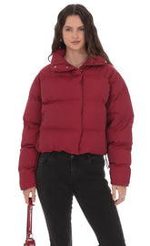 Puffer Jacket in Deep Red