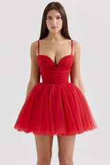 holly red tulle mini dress