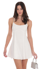 Rhinestone A-Line Dress in White