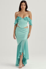 jade ruffle maxi skirt