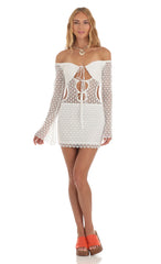 Crochet Cutout Dress in White