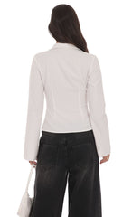 Pinstripe Button-Up Shirt in White