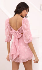 Puff Sleeve Floral Romper in Pink