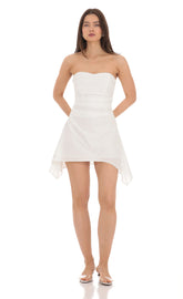 Strapless Asymmetrical Dress in White
