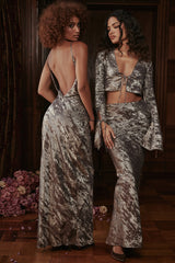 pewter bias cut midi skirt