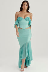 jade ruffle maxi skirt