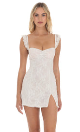 Sweetheart Neck Lace Dress in White