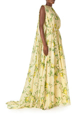 Lemon Print Georgette Gown