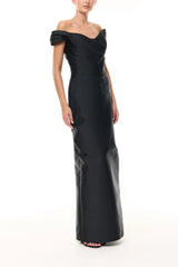 Noir Off-The-Shoulder Column Gown