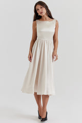 vintage cream midi dress