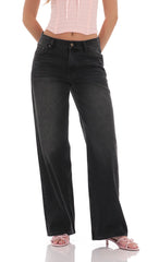 Low Rise Baggy Jeans in Black