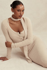 beige soft fluffy knit maxi dress