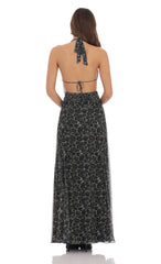 Plunge Cowl Neck Maxi Dress in Cheetah Print