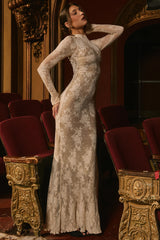 peach lace maxi dress