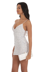 Velvet Sequin Bodycon Dress in White