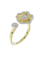 Halo Flower Yellow Gold Ring