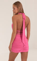 Slinky Cowl Neck Dress in Pink