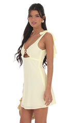Starfish Cutout Satin Dress in Pastel Yellow