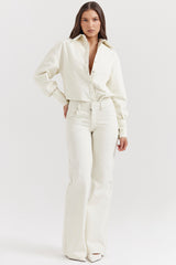 ivory wide leg flared jeans