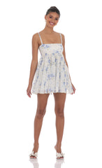 Floral Babydoll Dress in White