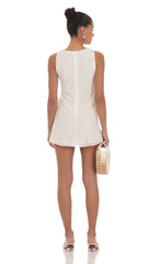 Floral Eyelet Straight Dress in Off White