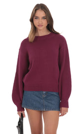 Knit Balloon Sleeve Jumper Plum