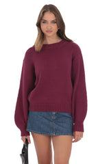 Knit Balloon Sleeve Jumper Plum