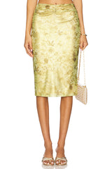 Printed Lame Midi Skirt