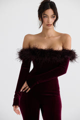 black cherry velvet jumpsuit