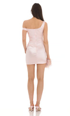 One Off Shoulder Bodycon Dress in Pink