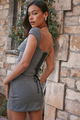 grey a-line mini skirt