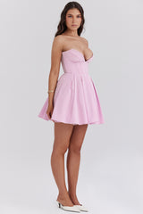 cotton candy twill strapless mini dress
