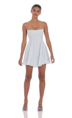 Floral Eyelet Fit and Flare Dress in Light Blue