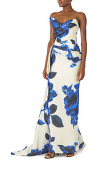 Asymmetric Draped Column Gown