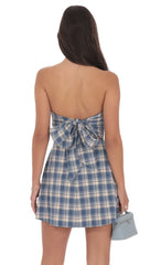 Strapless Plaid Dress in Blue