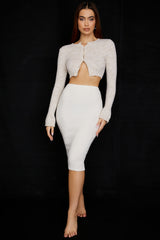 cream knit midi skirt