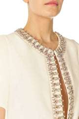 Jeweled Neck Caftan Silk White