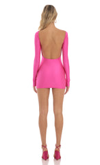 Open Back Bodycon Dress in Hot Pink