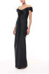Noir Off-The-Shoulder Column Gown