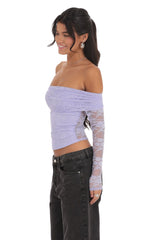 Lace Off Shoulder Top in Lavender