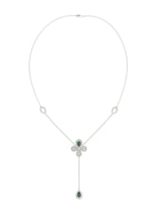 Floral White Gold Y Necklace