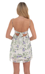 Floral Foiled Babydoll Dress in White