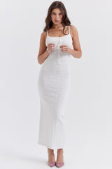 white knit maxi dress