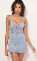Lace Frill Dress in Pastel Blue