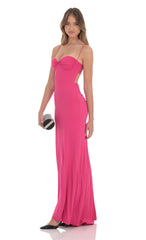 Open Back Mermaid Maxi Dress in Magenta