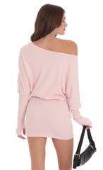Off Shoulder Pencil Skirt Dress in Pink