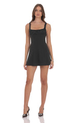 Florette Bust Skater Dress in Black