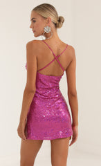 Sequin Side Slit Dress in Pink