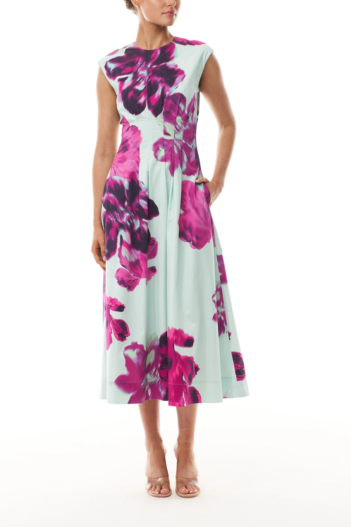 Electric Floral Pleated Day Dress