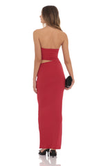 Strapless Cutout Maxi Dress in Red
